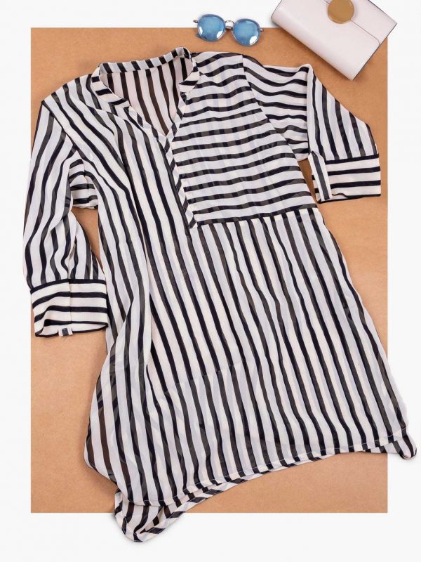 Striped Georgette Plus Size Top