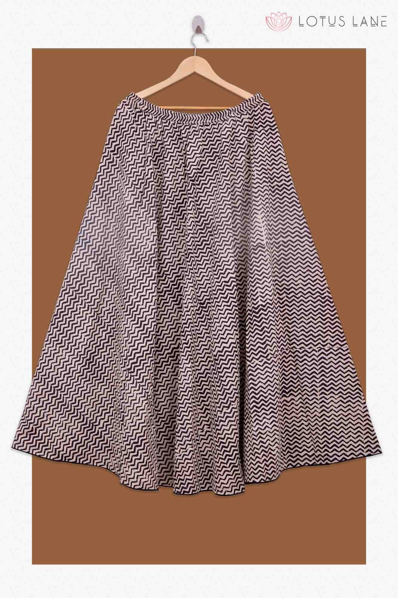 anayna Green  Beige Printed Pure Cotton Maxi Flared Skirt  Absolutely Desi