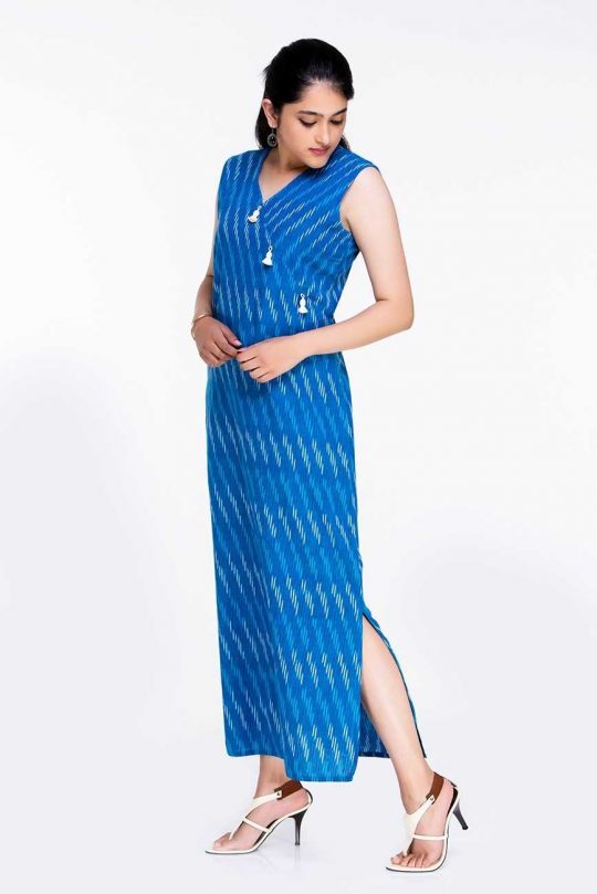 Blue Ikat Long Dress