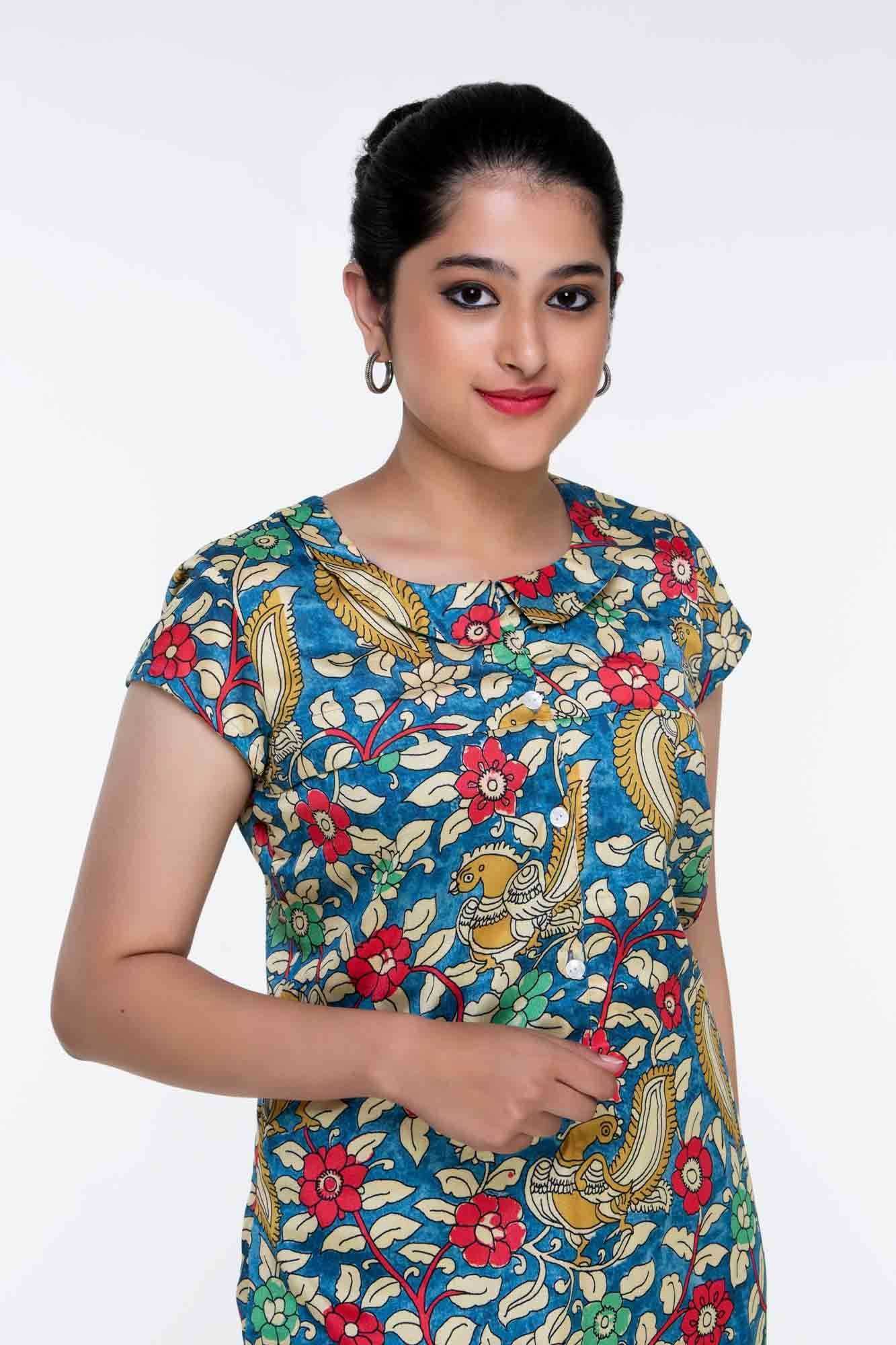 Yash Gallery Indian Tunic Cotton Slub A-Line Kalamkari Kurtis for India |  Ubuy