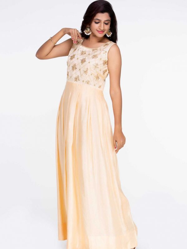 Peach Linen Satin Dress