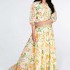 Yellow Floral Georgette Dress Party Gowns