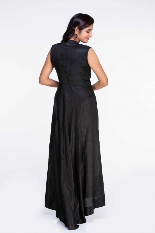Black Line Satin Maxi Dress