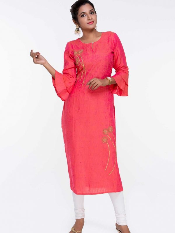 Pure Linen Kurti with Embroidery