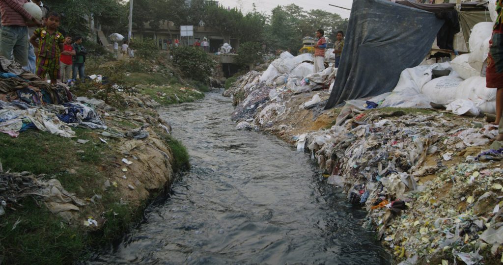 Clothes in sewage