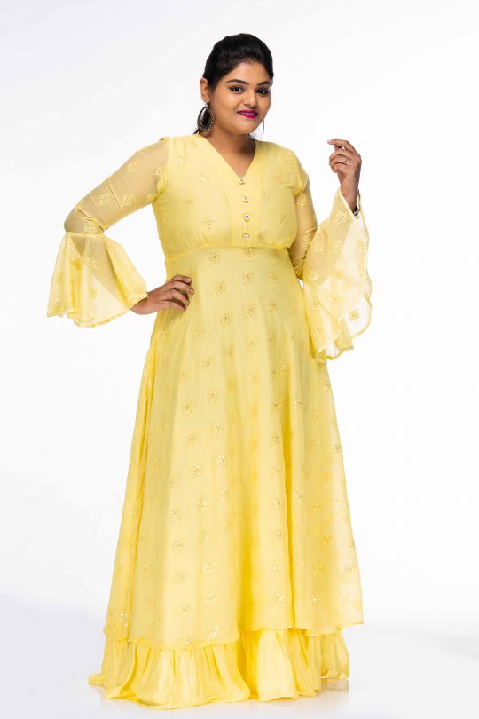 YELLOW SEQUINNED DAYDREAM PLUS SIZE MAXI DRESS