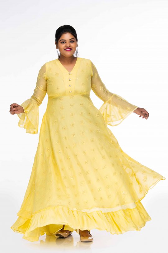 YELLOW SEQUINNED DAYDREAM PLUS SIZE MAXI DRESS