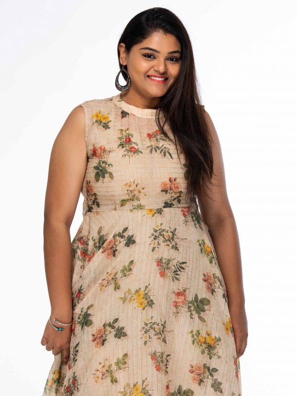 LOVELY BLOSSOMS DIGITAL PRINT PLUS SIZE MAXI DRESS