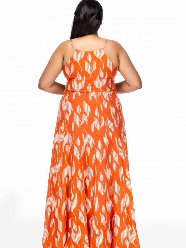 ORANGE FLORAL PRINT PLUS SIZE MAXI DRESS