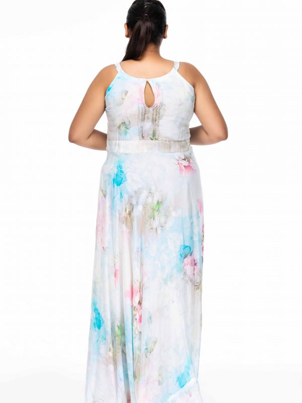 PRETTY GARDEN PRINT FLORAL PLUS SIZE MAXI DRESS