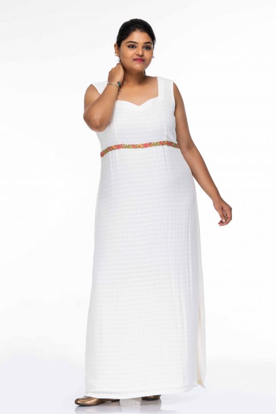 LILY WHITE EMPIRE WAIST PLUS SIZE MAXI DRESS WITH OVERCOAT