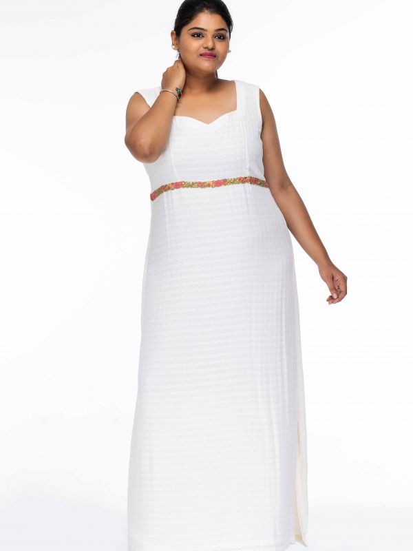 LILY WHITE EMPIRE WAIST PLUS SIZE MAXI DRESS WITH OVERCOAT