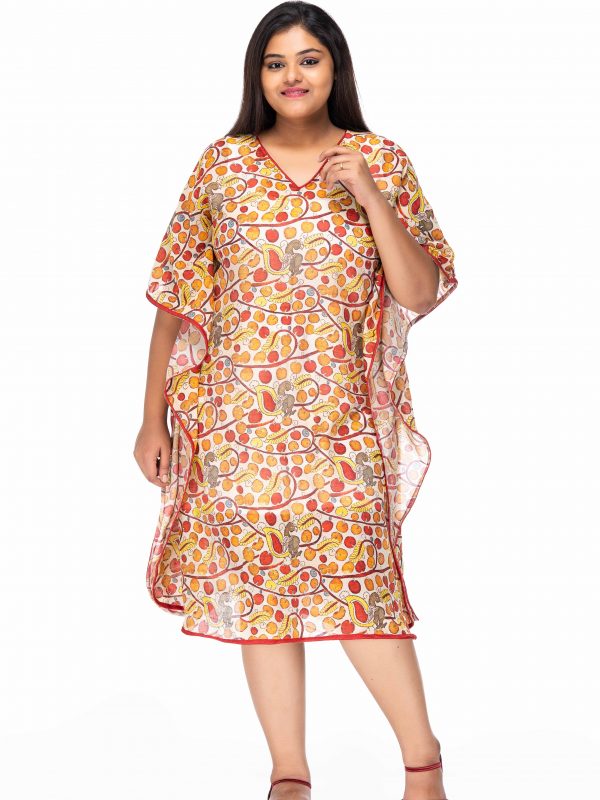 CHERRY DREAMS MULTI PRINT PLUS SIZE KAFTAN