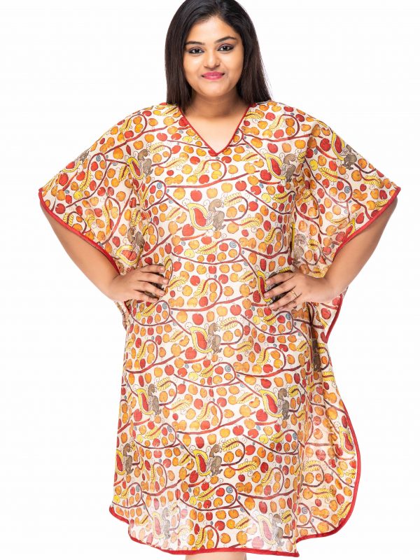 CHERRY DREAMS MULTI PRINT PLUS SIZE KAFTAN