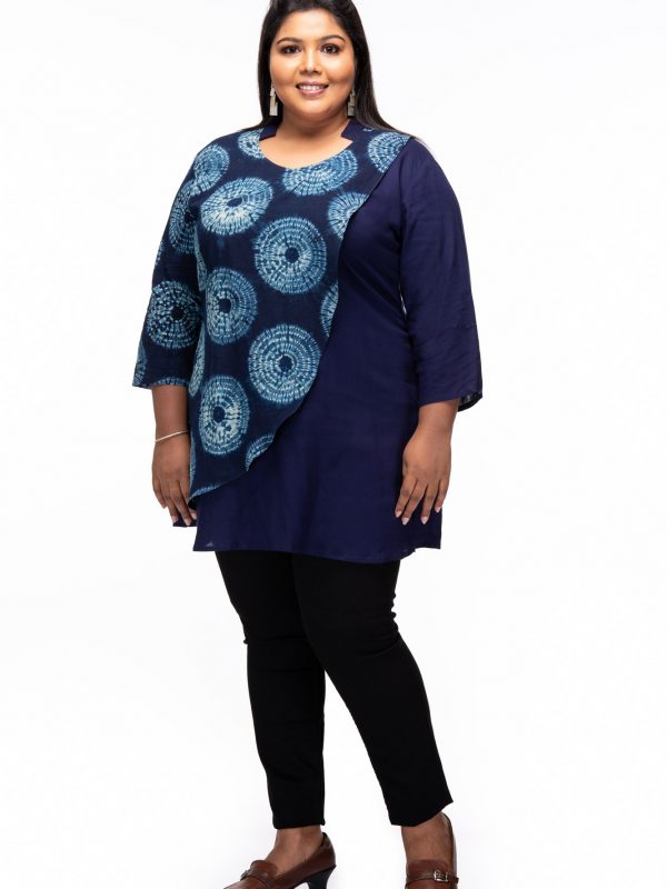 Plus size Indigo Blue Overlap Tunic