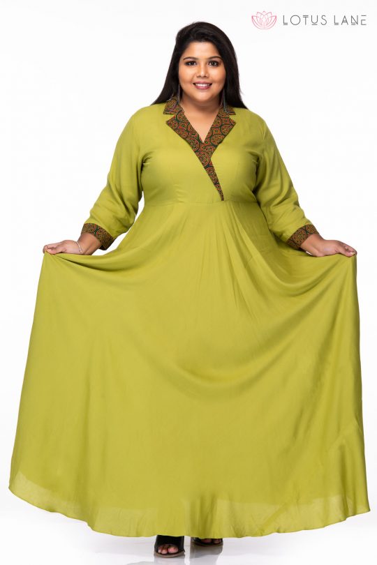 Plus size Green ivy rayon dress