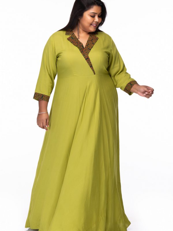 Plus size Green ivy rayon dress