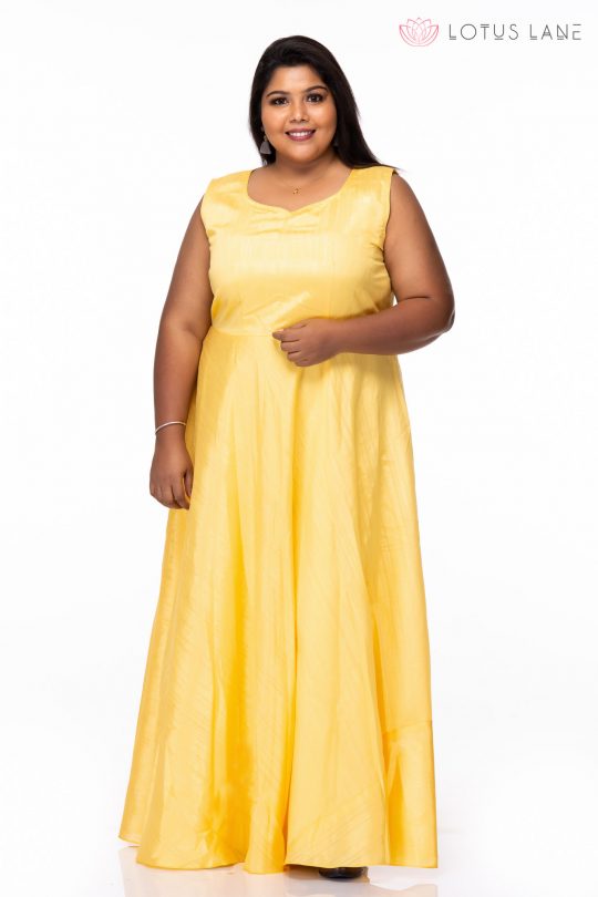 Plus size Mellow Yellow Floral Print Plus Size Maxi Dress