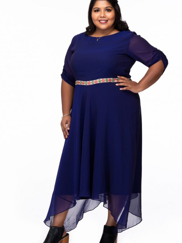 Plus size Hearts desire blue georgette dress