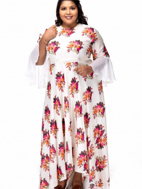 Plus size Moonlit night floral maxi dress