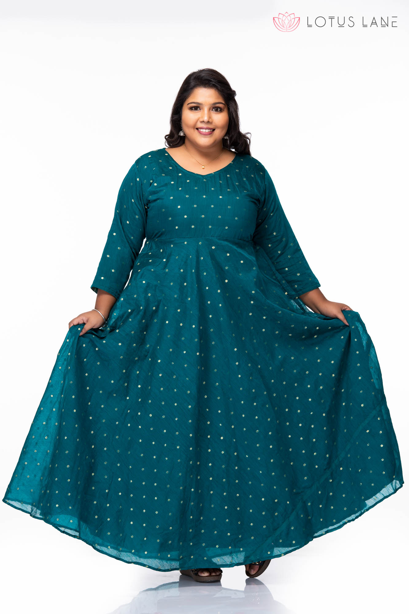 Plus Size Teal Red Floral True Wrap Dress Online in India | Amydus