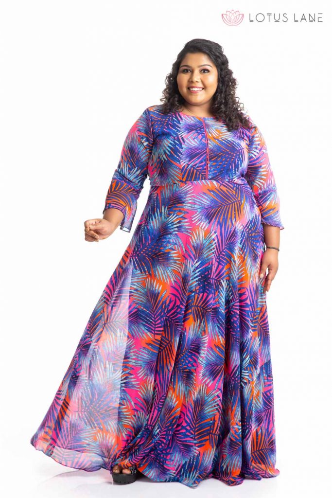 Maxi Gown - Spread Your Sunshine Printed Georgette Dress - LotusLane