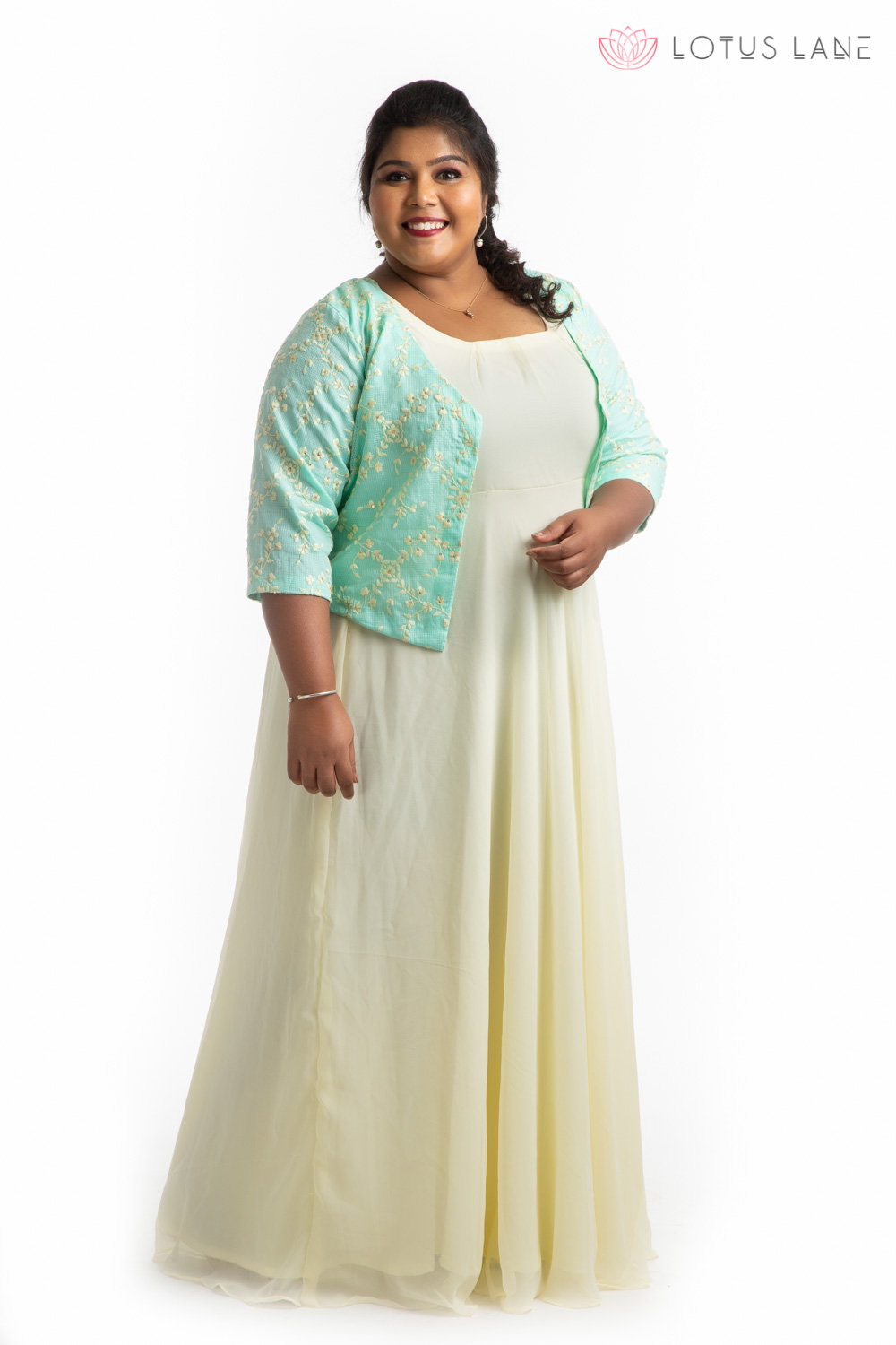 Plus size maxi dress with clearance jacket