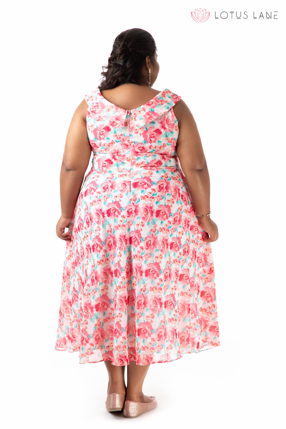 Plus Size Dress- Marvellous Floral Pink Dress - LotusLane
