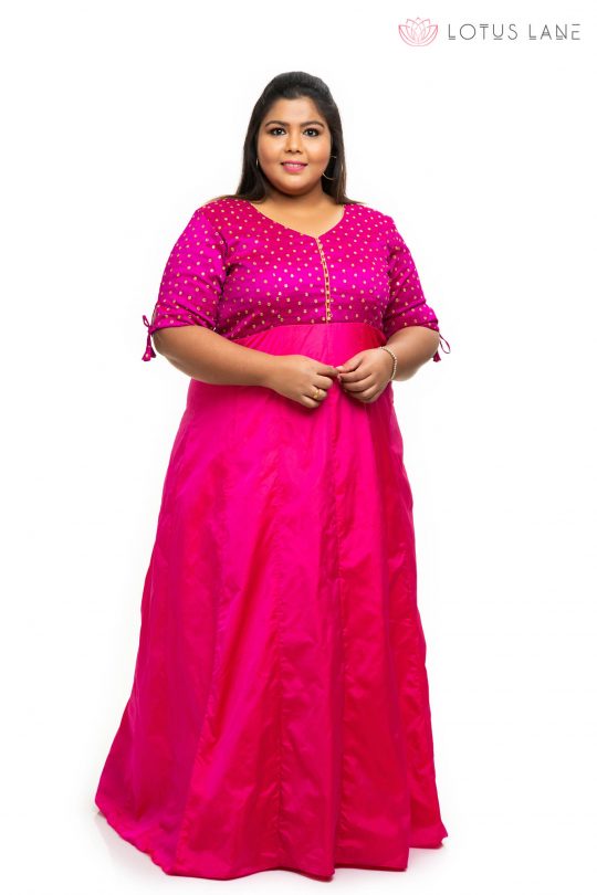 Pink sequin silk plus size Dress 2