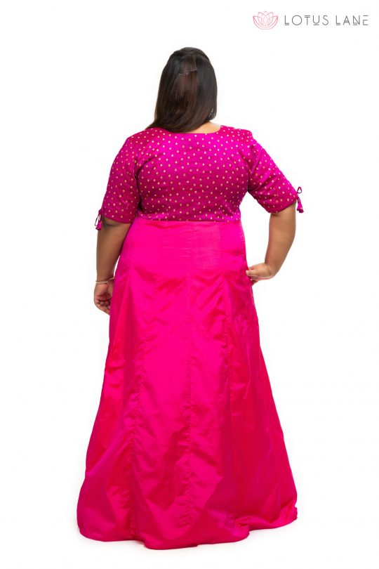 Pink sequin silk plus size Dress back