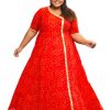 Red cotton angrakha plus size Dress 2