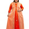 Orange with gold Organza plus size dress 2
