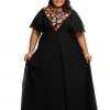 Black Georgette plus size dress with embroidery yoke 4