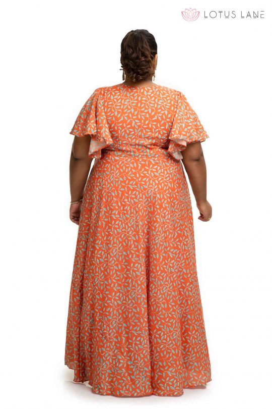 printed Modal satin Saffron dress back