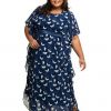Navy blue printed Georgette Kaftan Dress 3