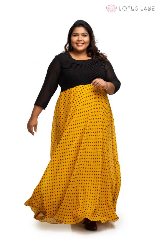 Yellow polka dot plus size dress 3
