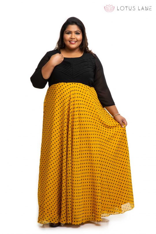 Yellow polka dot plus size dress 1