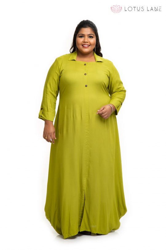 Green rayon shirt dress 2